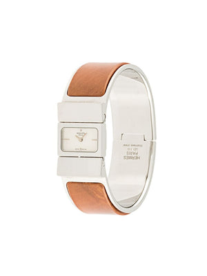Hermès - pre-owned Loquet wrist watch - women - Wood/stainless steel - One Size - Brown