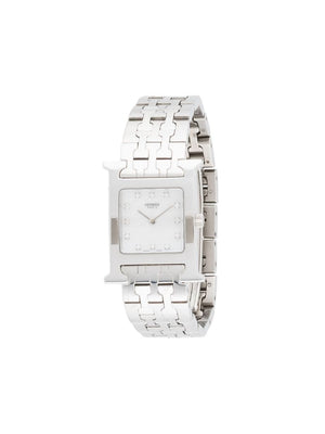 Hermès - pre-owned H square face wrist watch - women - stainless steel - One Size - SILVER
