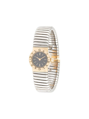 Bvlgari - 1980s pre-owned Tubogas 23mm - women - 18kt Yellow Gold/stainless steel - One Size - SILVER
