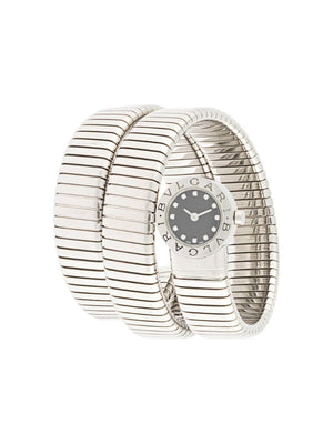Bvlgari - 2000 pre-owned Tubogas 20mm - women - Diamond/stainless steel - One Size - SILVER