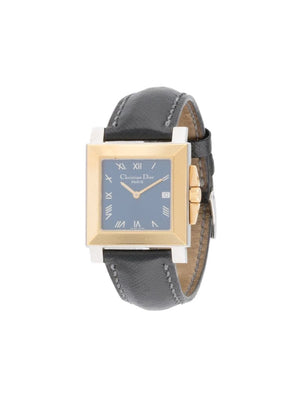 Christian Dior - pre-owned Monsier wrist watch - women - Leather/Gold Plated Brass - One Size - Black