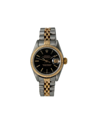 Rolex - 1949 pre-owned Oyster Perpetual Datejust 26mm - women - 18kt Yellow Gold/stainless steel - One Size - Black