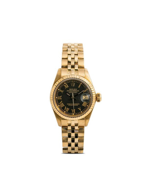 Rolex - 1980 pre-owned Datejust 26mm - women - 18kt Gold - One Size - Black