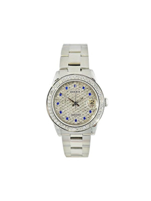 Rolex - 1990s pre-owned Datejust 32mm - women - Diamond/stainless steel/Sapphire Crystal - One Size - SILVER