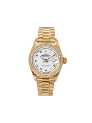 Rolex - 1990s pre-owned Datejust 26mm - women - 18kt Yellow Gold - One Size - White