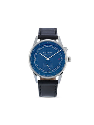 NOMOS Glashütte - 2020 unworn Zürich Weltzeit 40mm - men - Horse Leather/stainless steel/Sapphire Crystal - One Size - Blue