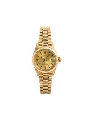 Rolex - 1980s pre-owned Oyster Perpetual Datejust 26mm - women - 18kt Yellow Gold - One Size - GOLD