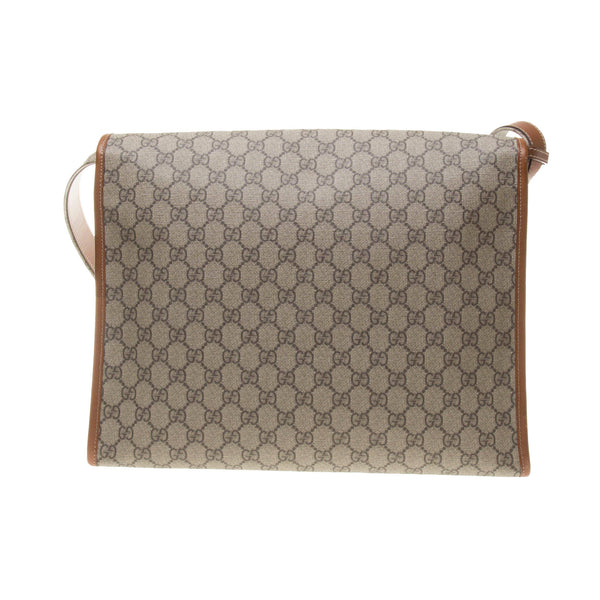 Gucci 246411 Beige/Ebony GG Supreme Canvas with Brown Leather Trim  Crossbody Bag
