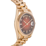 Circa 2000 \"Swiss Only\" Rolex Day-Date with Red Vignette Diamond Dial