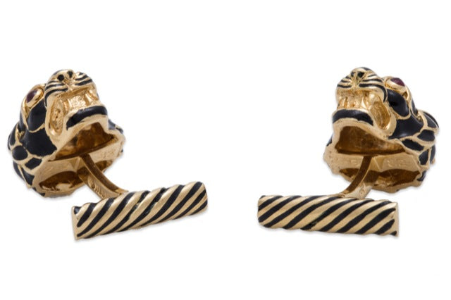 David Webb Lion Cufflinks 18K Yellow Gold
