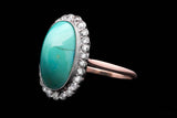 Edwardian Turquoise & Diamond Ring in Platinum and 14K Gold