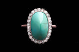 Edwardian Turquoise & Diamond Ring in Platinum and 14K Gold
