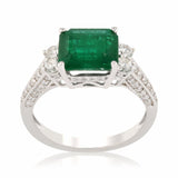 2.30ct Emerald and 0.65ctw Diamonds 18KT White Gold Ring