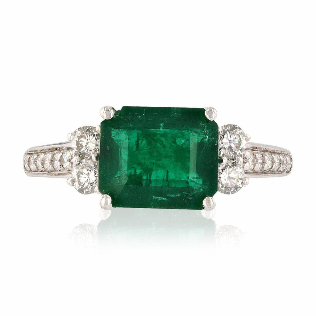 2.30ct Emerald and 0.65ctw Diamonds 18KT White Gold Ring
