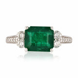 2.30ct Emerald and 0.65ctw Diamonds 18KT White Gold Ring