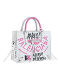 Papier A4 Mini Zip Around Graffiti Leather Tote