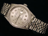 Pre Owned Mens Rolex Stainless Steel Datejust Silver Diamond 1603