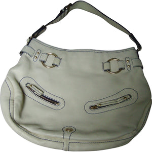 Lancel brigitte bardot white leather handbag