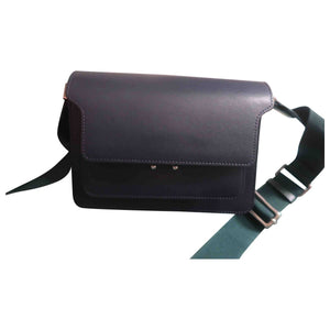 Marni trunk navy leather handbag