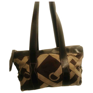 Lancel brown cotton handbag