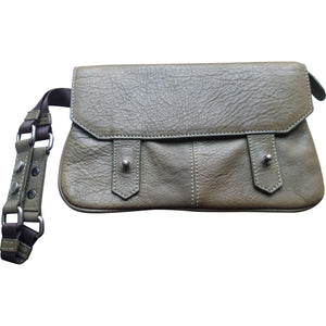 Marni green leather clutch bag