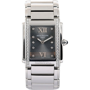 Patek Philippe twenty four grey steel watch