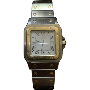 Cartier santos galbée  gold and steel watch