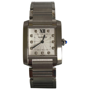 Cartier tank française silver steel watch