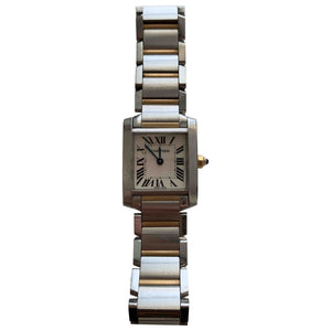 Cartier tank française silver gold and steel watch