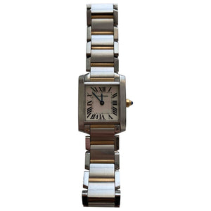 Cartier tank française silver gold and steel watch