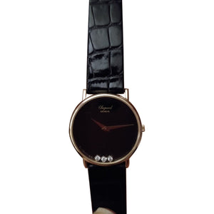 Chopard happy diamonds black yellow gold watch