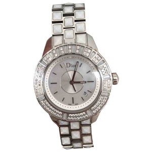 Dior christal white steel watch