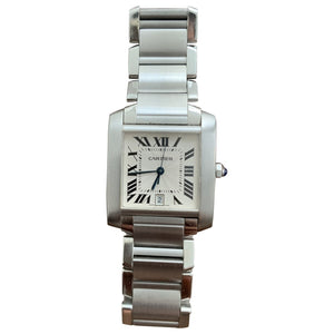 Cartier tank française silver steel watch