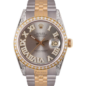 Rolex datejust 36mm grey gold and steel watch