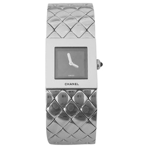 Chanel matelassée silver steel watch