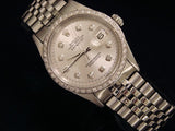 Pre Owned Mens Rolex Stainless Steel Datejust Silver Diamond 1603