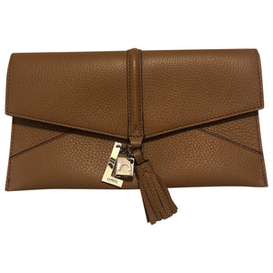 Lancel brown leather clutch bag