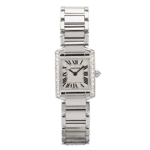Cartier tank française silver steel watch