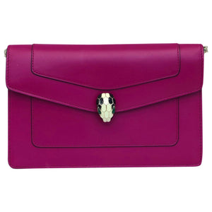 Bvlgari serpenti pink leather clutch bag