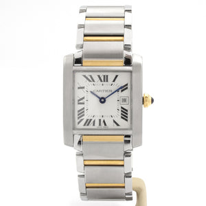 Cartier tank française silver gold and steel watch