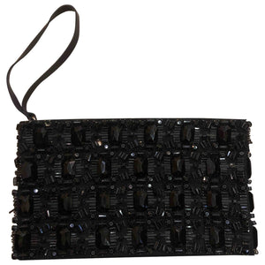 Marni black glitter clutch bag