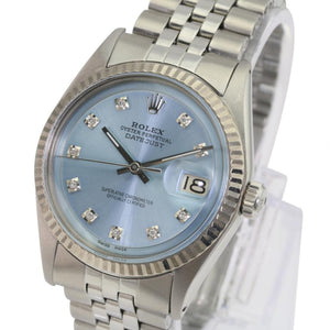Rolex datejust 36mm blue steel watch