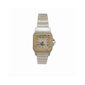 Cartier santos galbée silver gold and steel watch