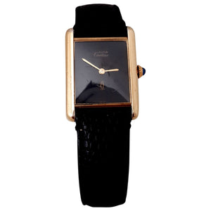 Cartier tank must black gold plated watch