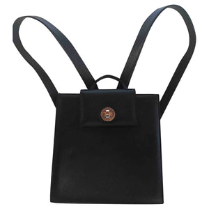 Bvlgari black leather backpacks