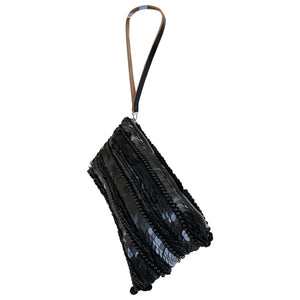 Marni black glitter clutch bag