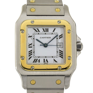 Cartier santos galbée white gold and steel watch
