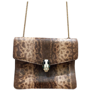 Bvlgari serpenti beige water snake handbag