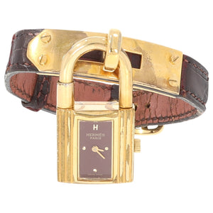 Hermès kelly burgundy gold plated watch