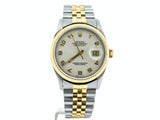 Pre Owned Mens Rolex Two-Tone Datejust with a White Arabic Dial 16233